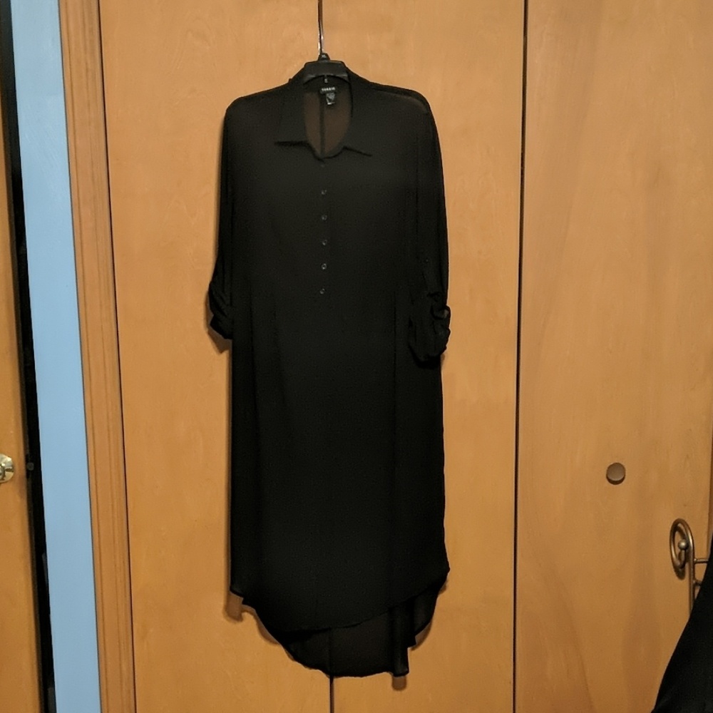 Hi low sheer long sleeved top